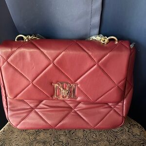 Badgley Mischka Maroon Quilted Shoulder Bag